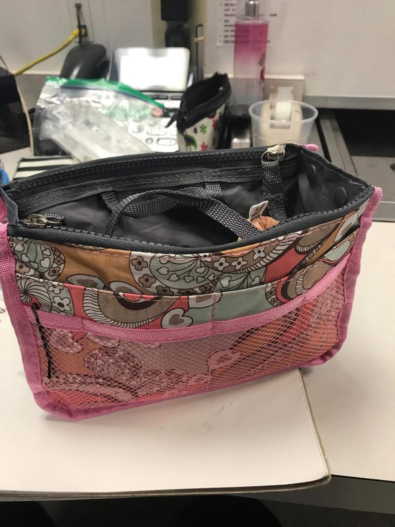 Vercord Purse Organizer Insert for Handbags Bag Organizers Inside Tote Pocketbook Women Nurse Nylon 13 Pockets Pink Flowers Small - Image 4